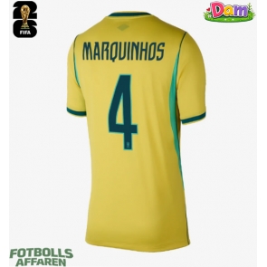 Brasilien Marquinhos #4 Hemmatröja Kvinnor VM 2026 Kortärmad